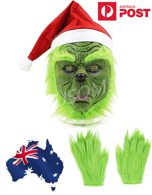 Grinch Full Head Mask With Gloves