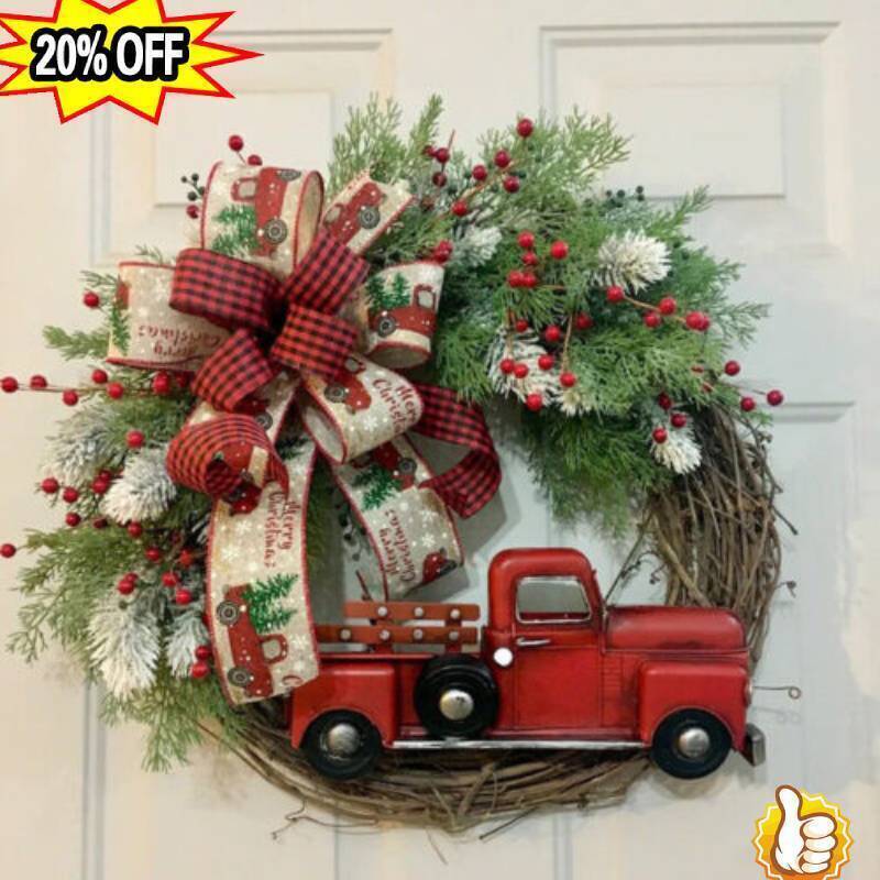 Red Truck Christmas Wreath Garland Door Ornaments