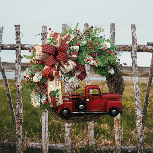 Red Truck Christmas Wreath Garland Door Ornaments