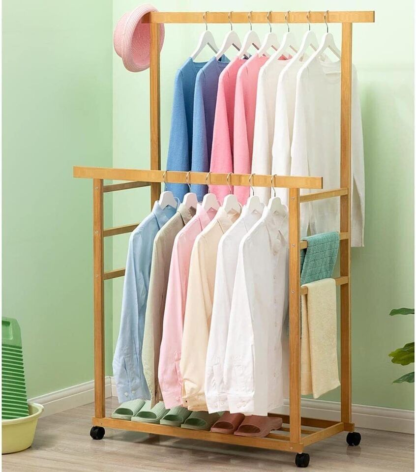 Double Bamboo Garment Rack