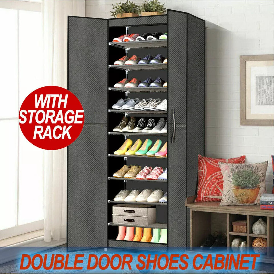 10 Tiers Shoe Rack Stackable Fabric Cabinet