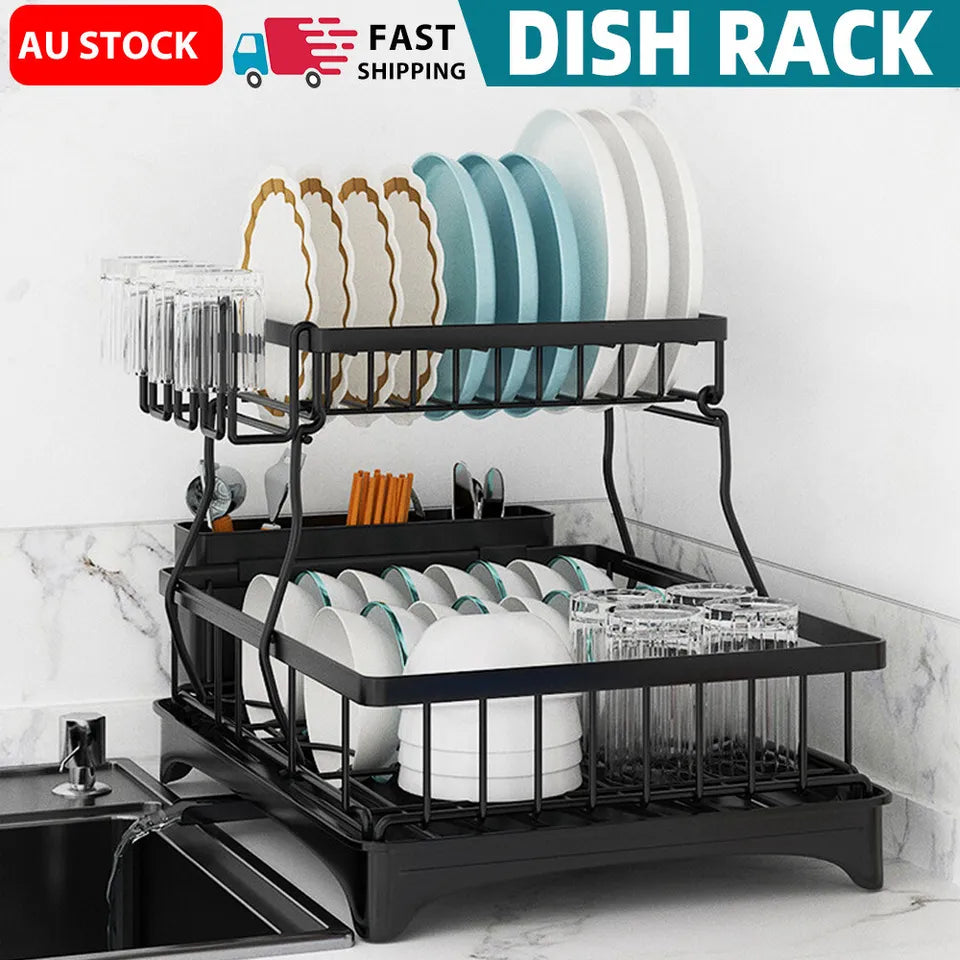 Dish Drainer Drying Rack with Cup Holder