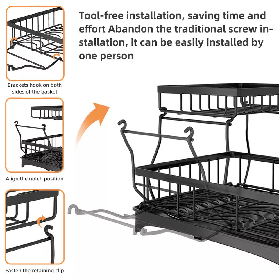 Dish Drainer Drying Rack with Cup Holder