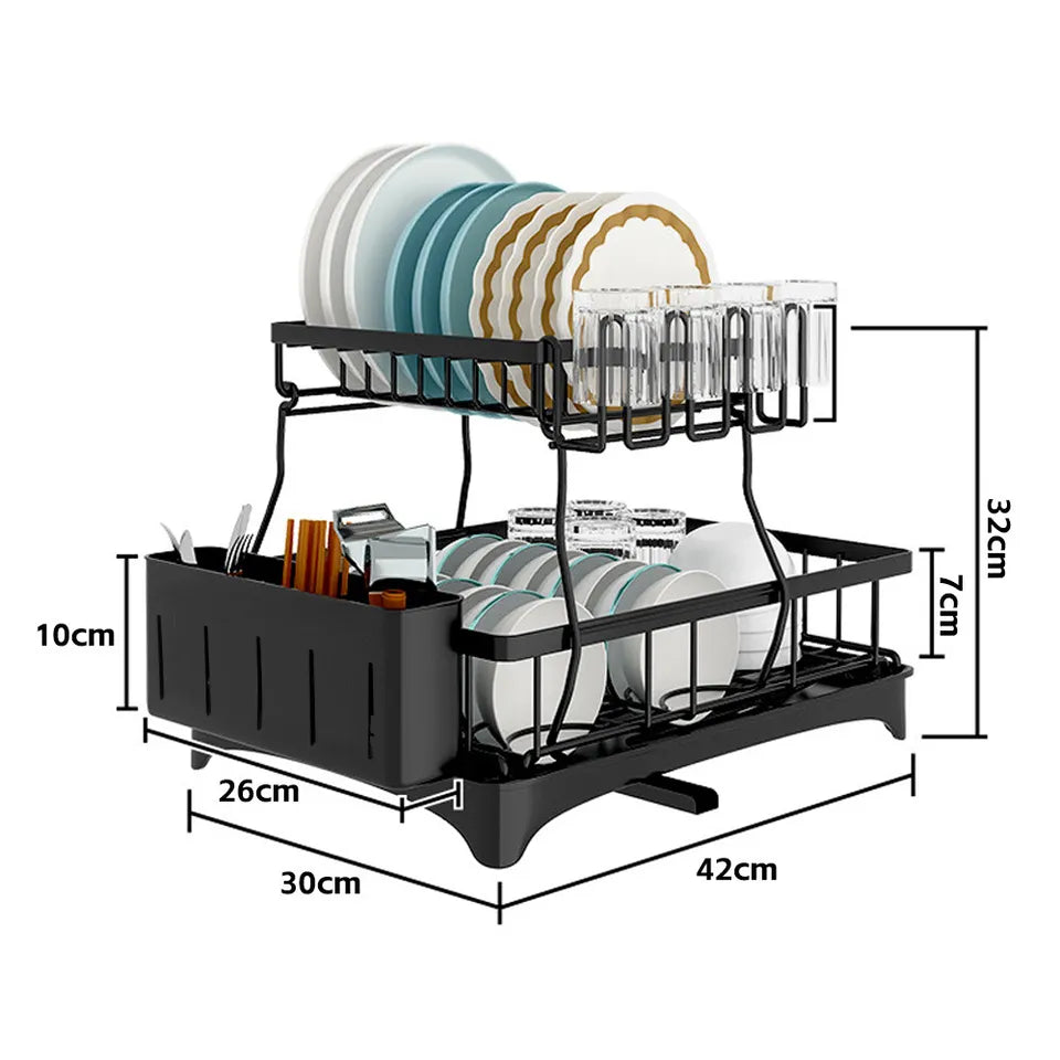 Dish Drainer Drying Rack with Cup Holder