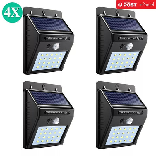 4PCS 20 LED Solar Powered PIR Motion Sensor Light