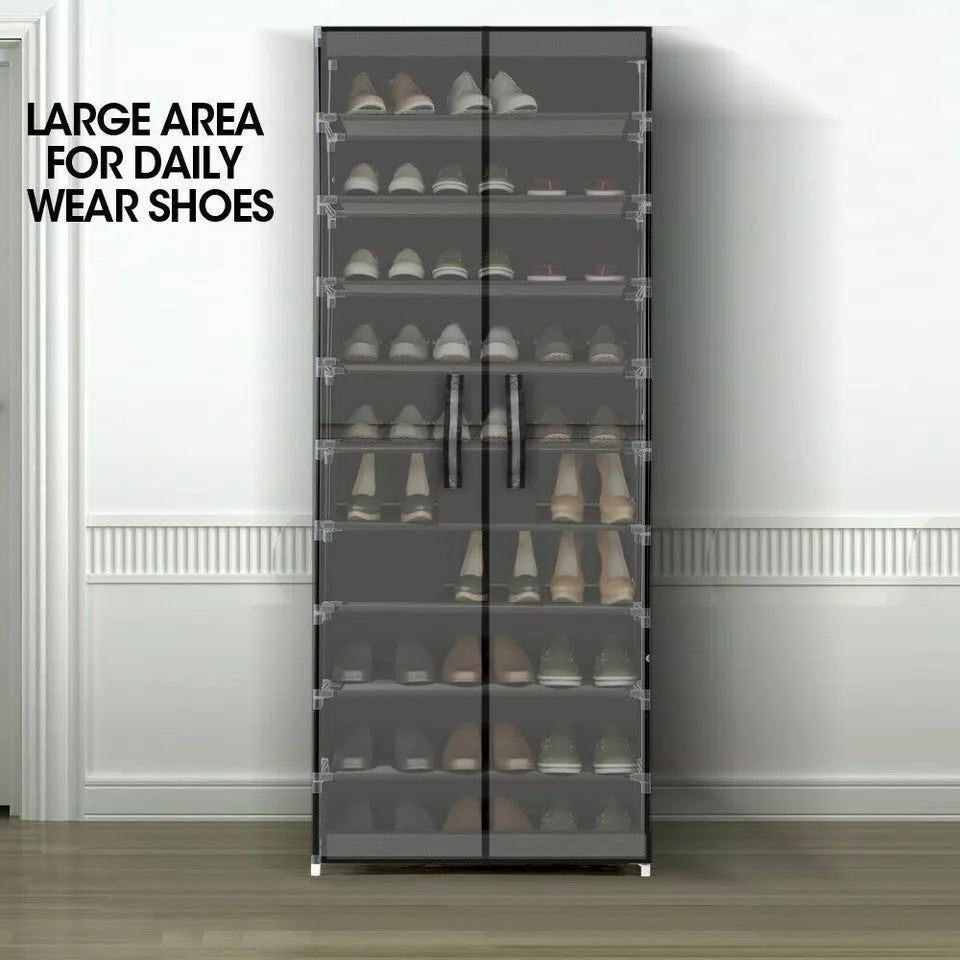 10 Tiers Shoe Rack Stackable Fabric Cabinet