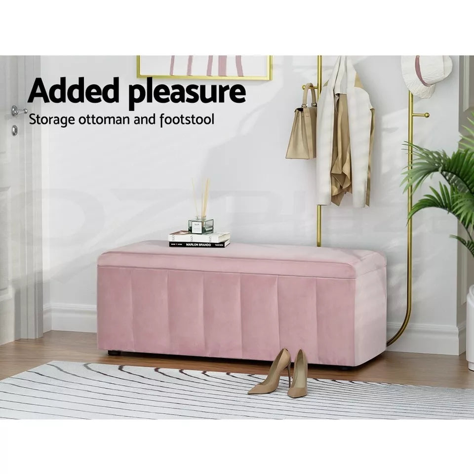 103cm Velvet Storage Ottoman