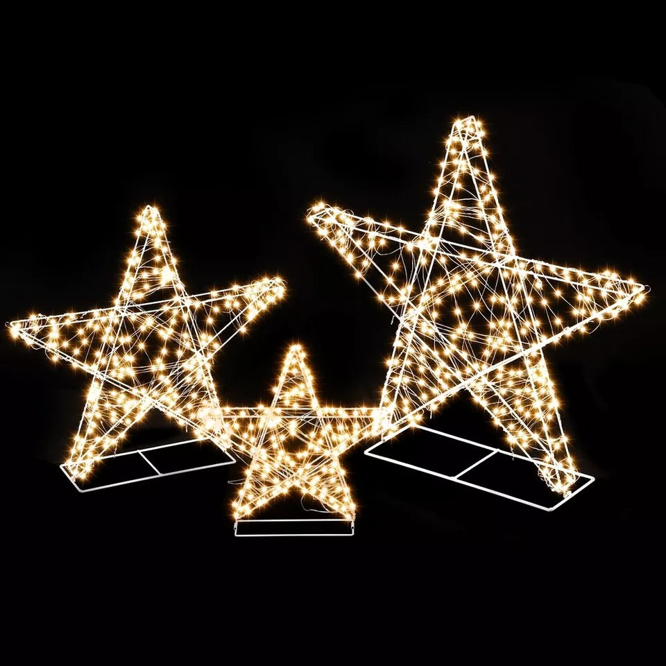 900 LED Fairy Light 3pcs Star Decorations Set