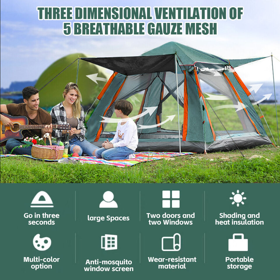 5 Persons Auto Pop up Camping Tent