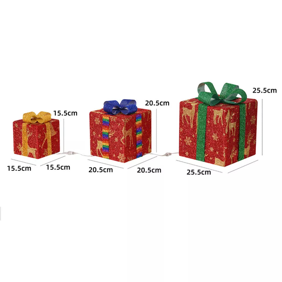 3-Set LED Christmas Light Gift Boxes