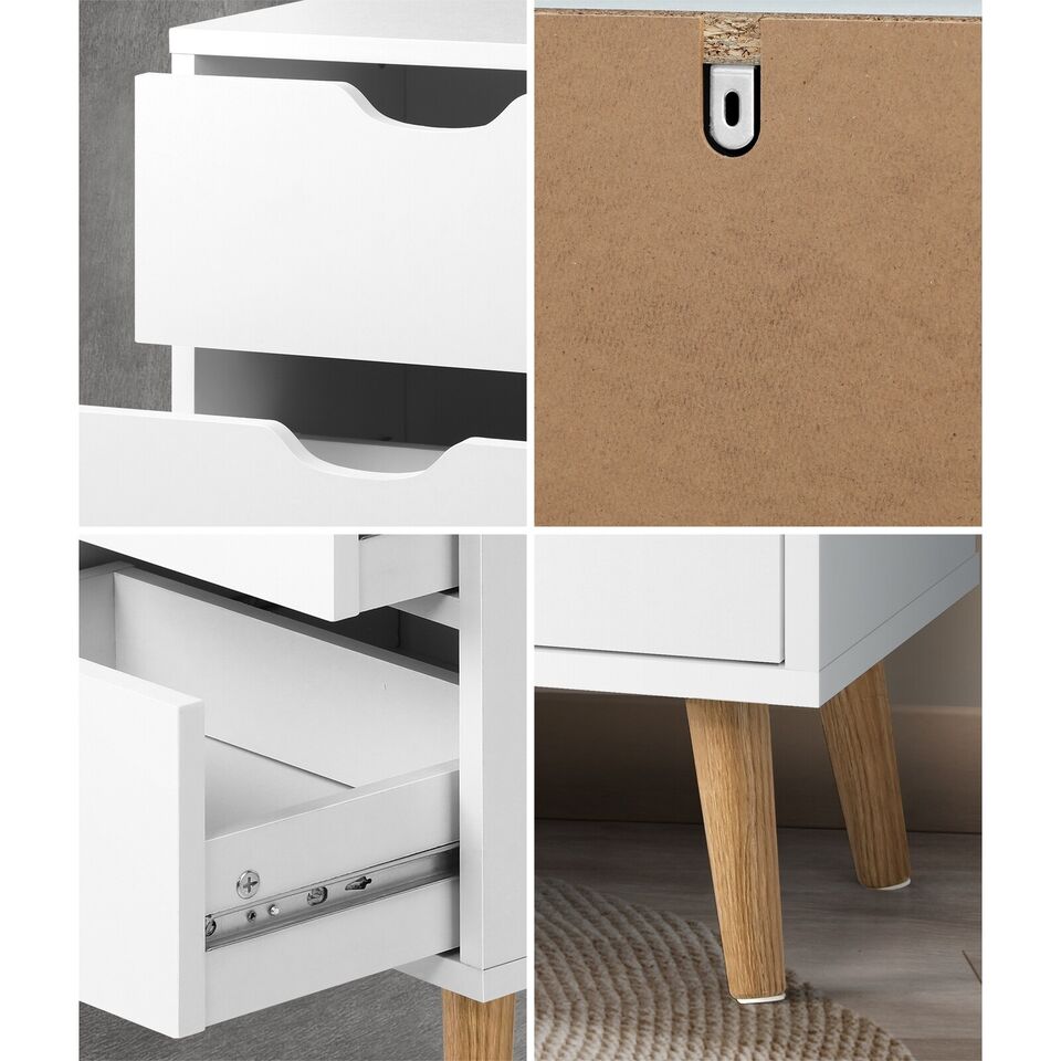 White 2 Drawers Side Table