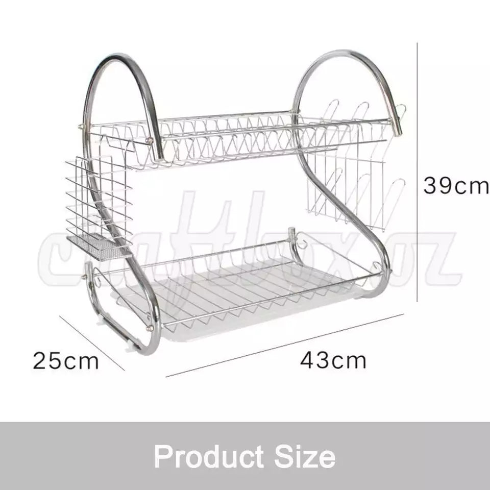 2Tier Multifunction Stainless Steel Dish Drying Rack