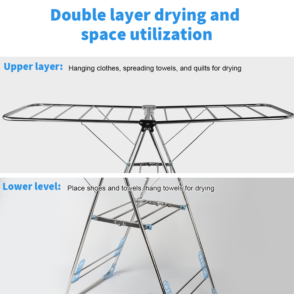 2 Tier Stainless Steel Foldable Laundry Rack