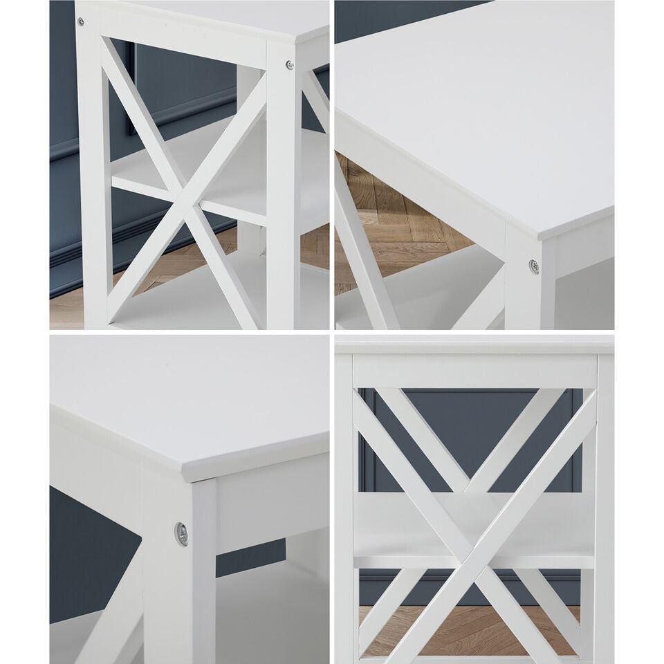 3 Tier White End Table