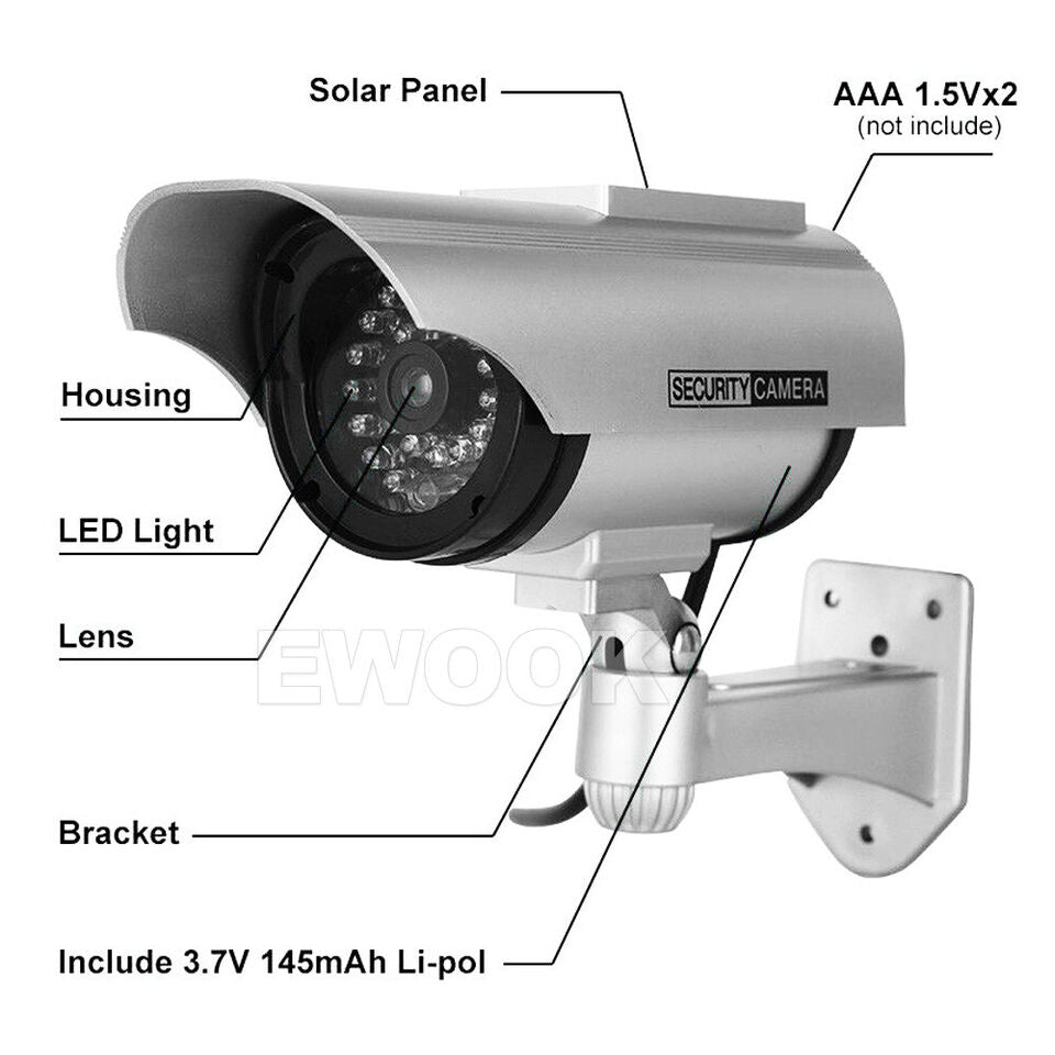 2pcs Solar Power Dummy Fake Security CCTV Camera