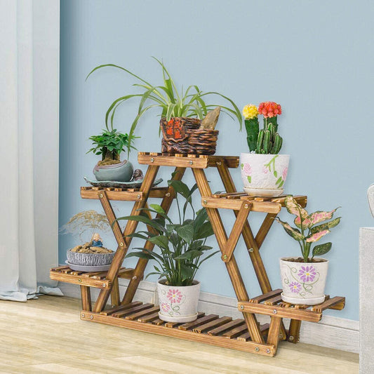 Wooden Triangle Plant Stand