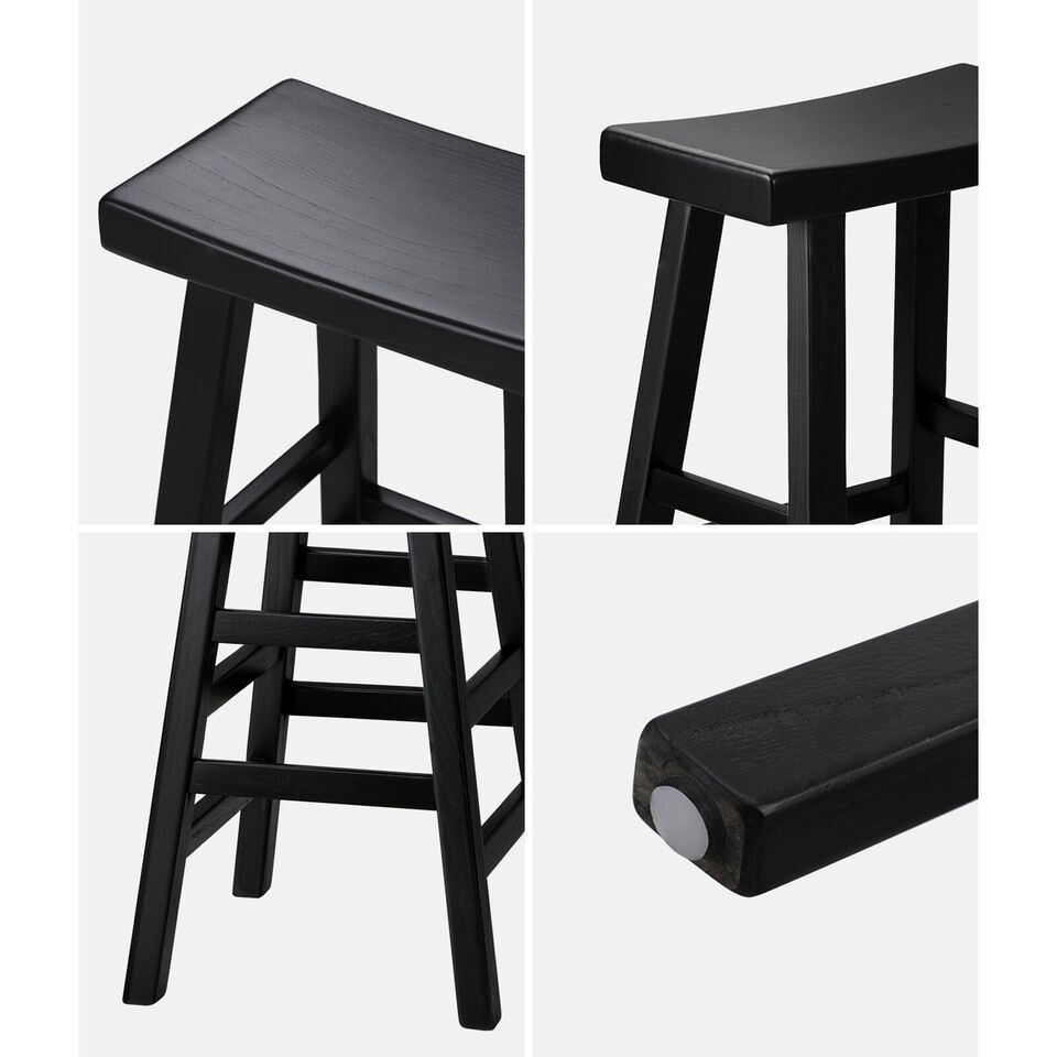 2X Wooden Black Bar Stools