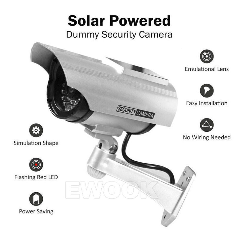 2pcs Solar Power Dummy Fake Security CCTV Camera