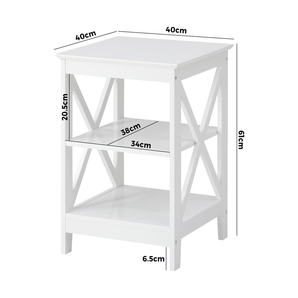 3 Tier White End Table