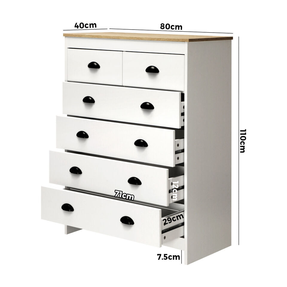 White 6 Drawers Dresser