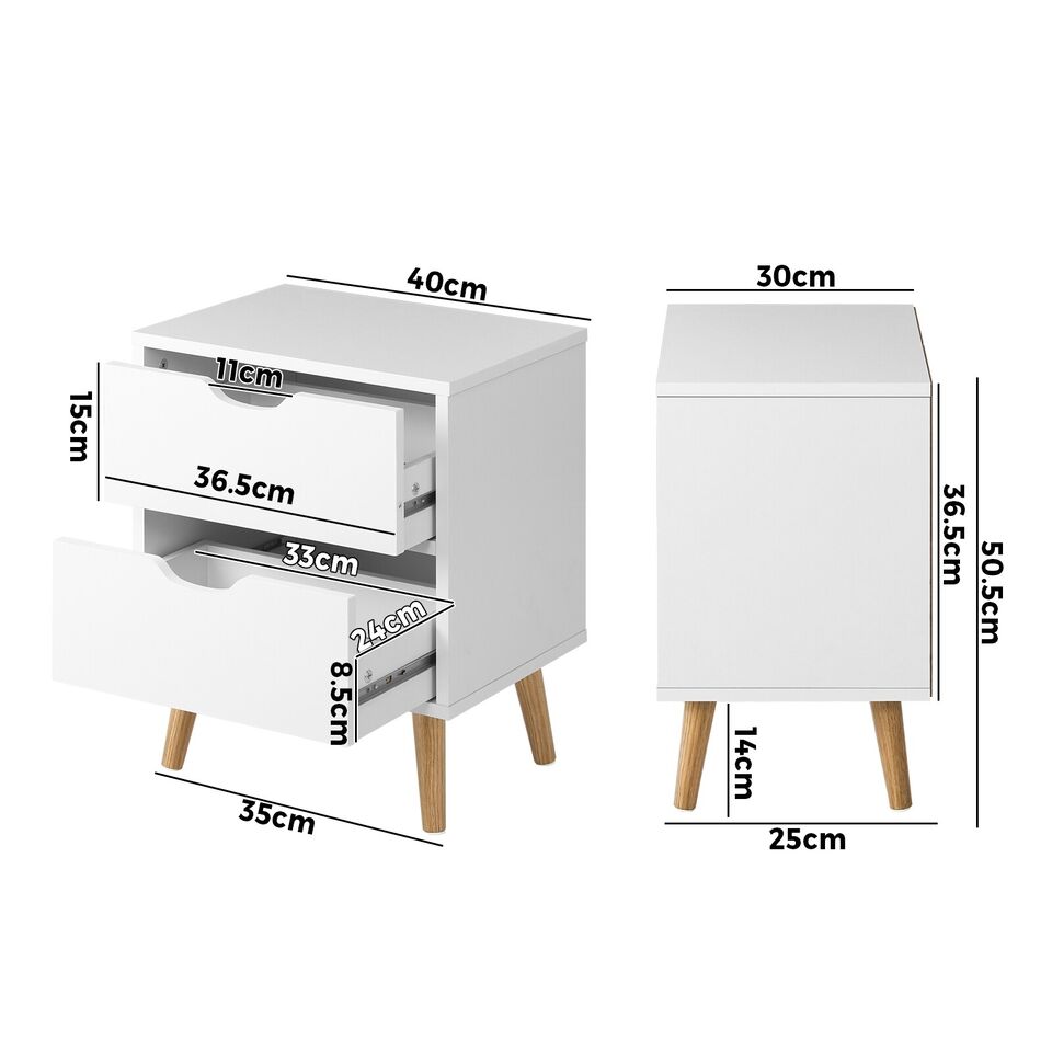 White 2 Drawers Side Table