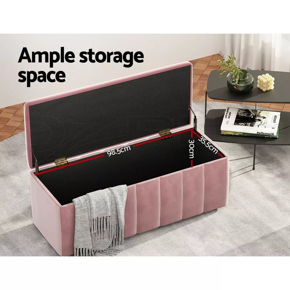 103cm Velvet Storage Ottoman