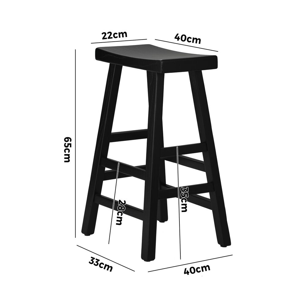 2X Wooden Black Bar Stools