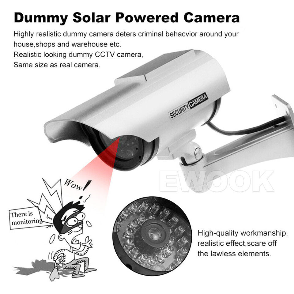 2pcs Solar Power Dummy Fake Security CCTV Camera