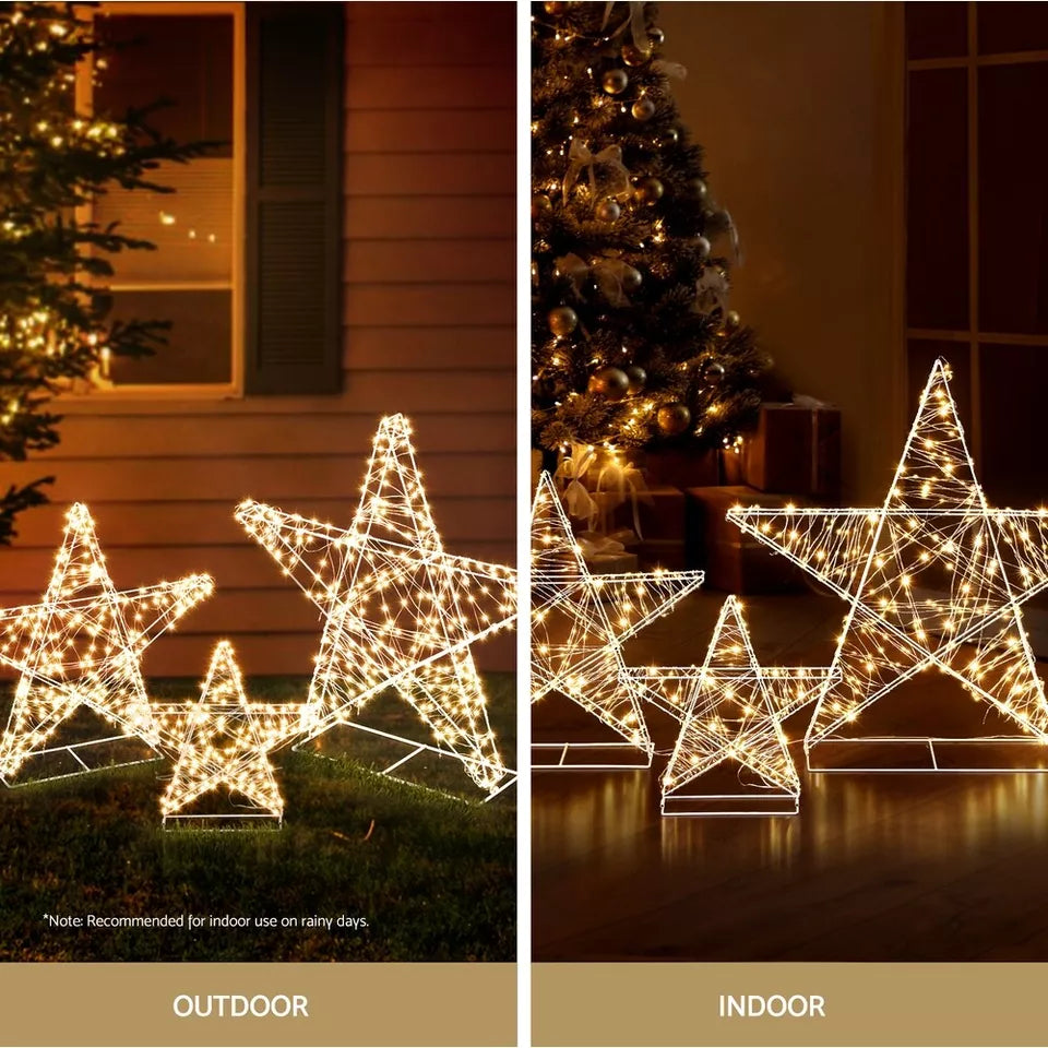 900 LED Fairy Light 3pcs Star Decorations Set