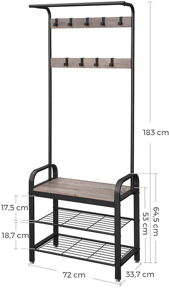 183cm Greige and Black Coat Rack