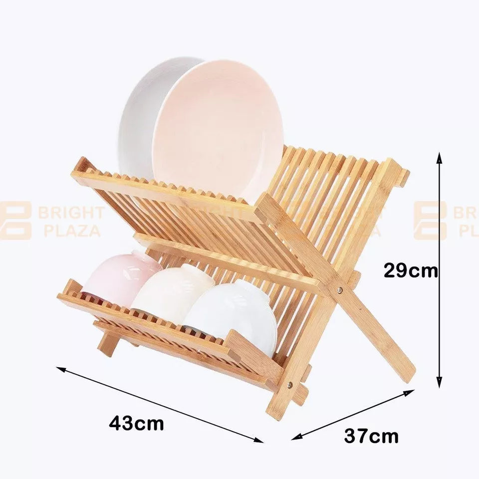 Foldable Natural Wooden Dish Drying Rack