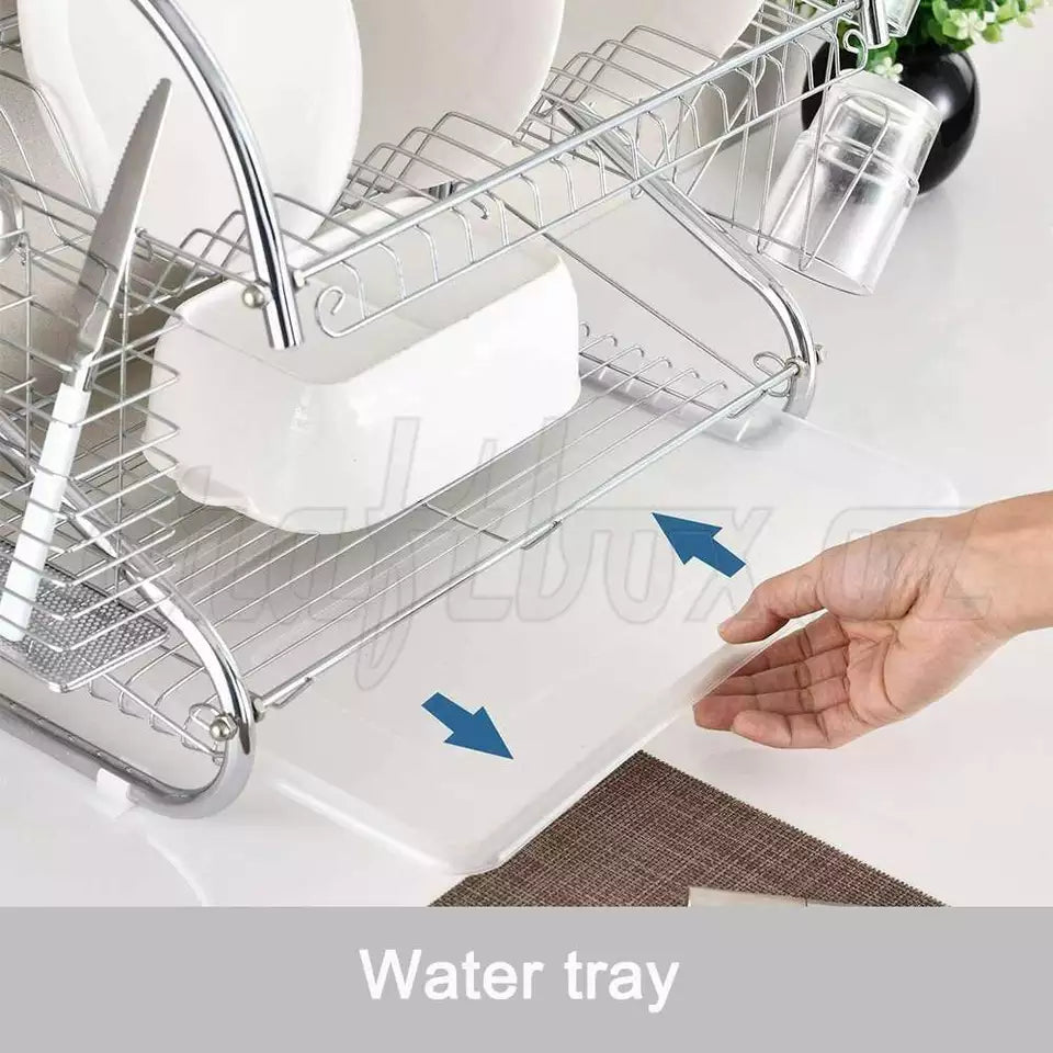 2Tier Multifunction Stainless Steel Dish Drying Rack