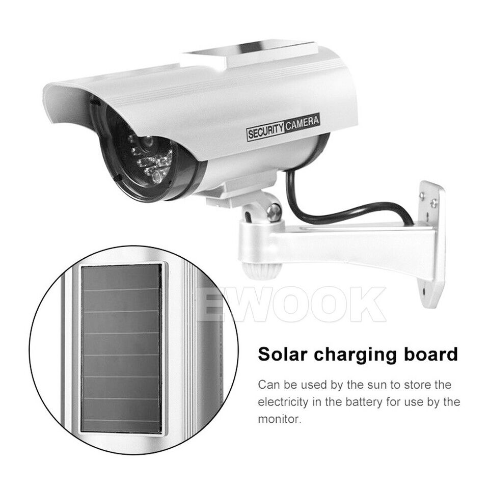 2pcs Solar Power Dummy Fake Security CCTV Camera