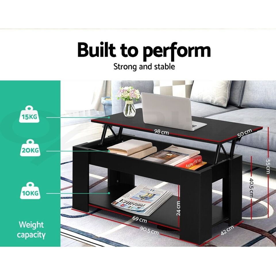 Lift Up Black Coffee Table