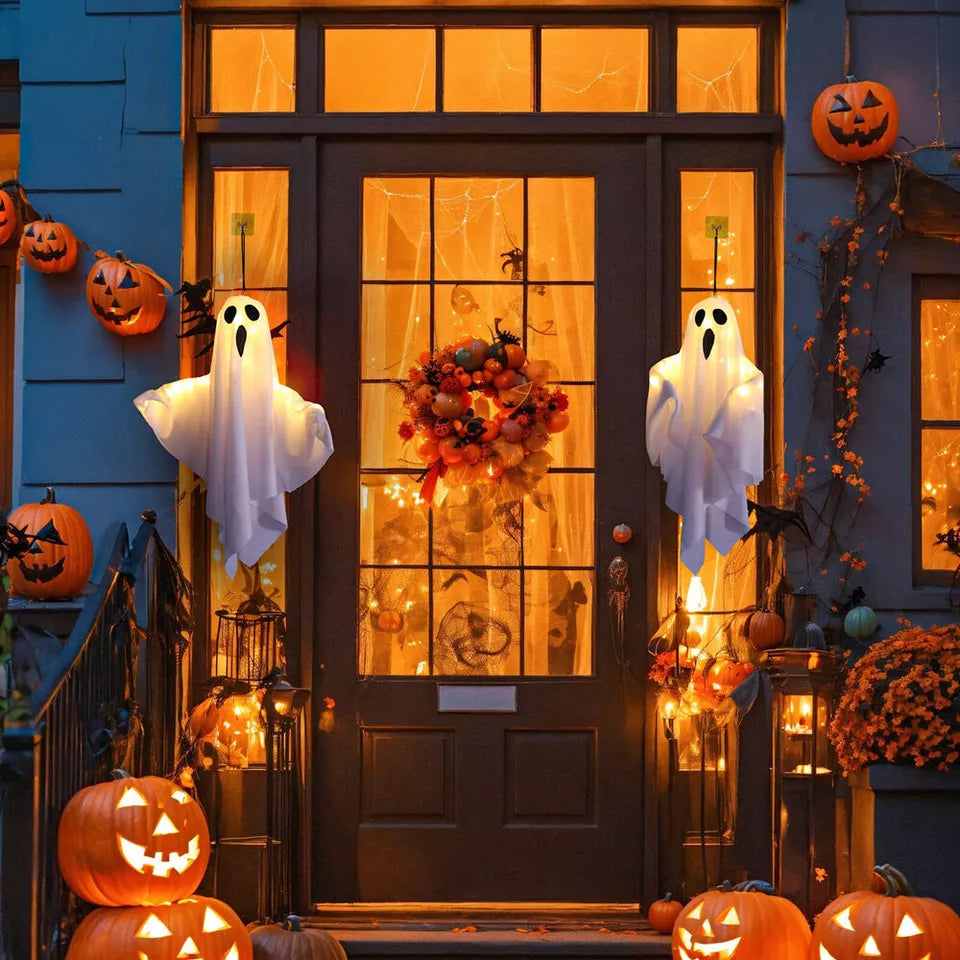 2PCS Halloween LED Glowing Hanging Ghost Light