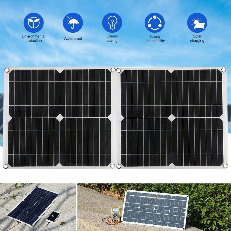 100W 12V/24V Watt Solar Panel Trickle Charger Battery Controller for Car RV Boat