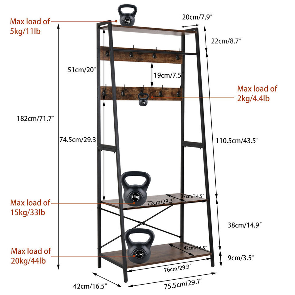 3in1 Entryway Coat Rack