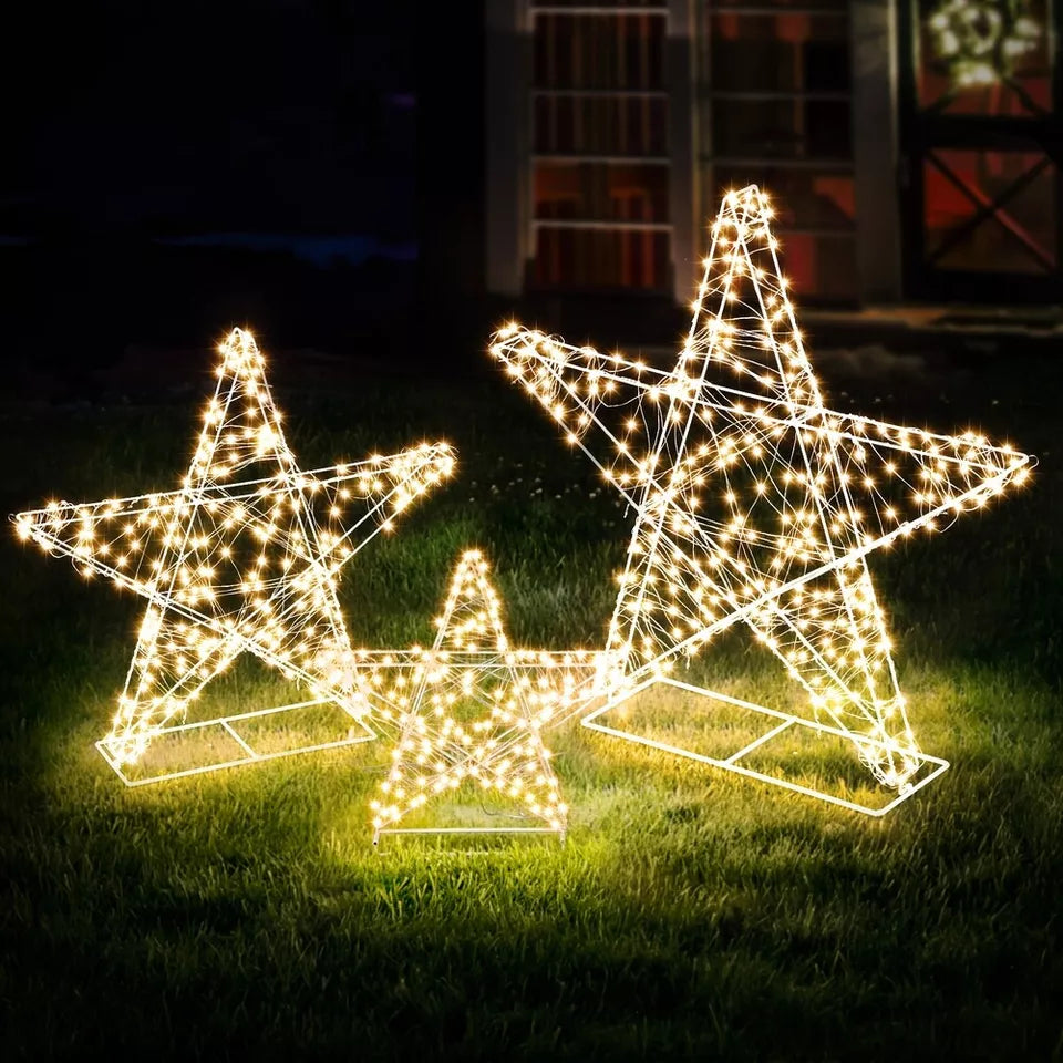 900 LED Fairy Light 3pcs Star Decorations Set