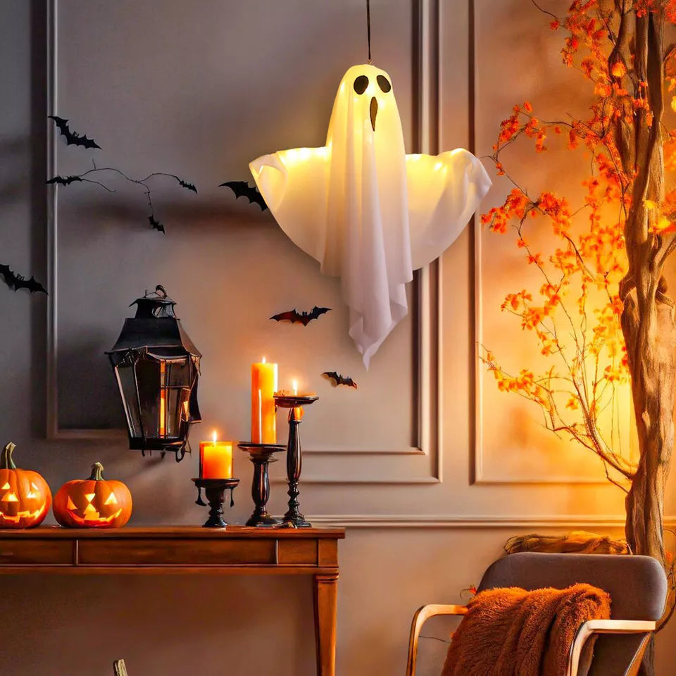 2PCS Halloween LED Glowing Hanging Ghost Light