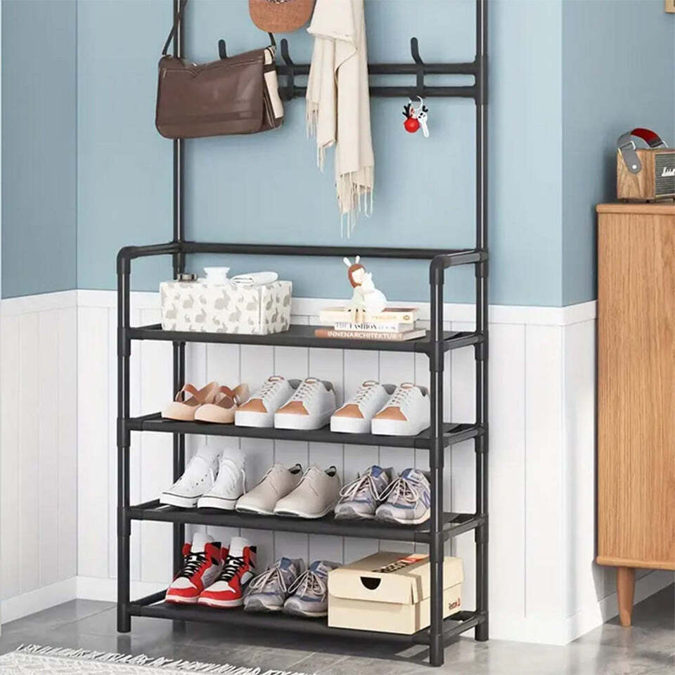 4-Tier 3-in-1 Coat Hanger and Shoe Rack