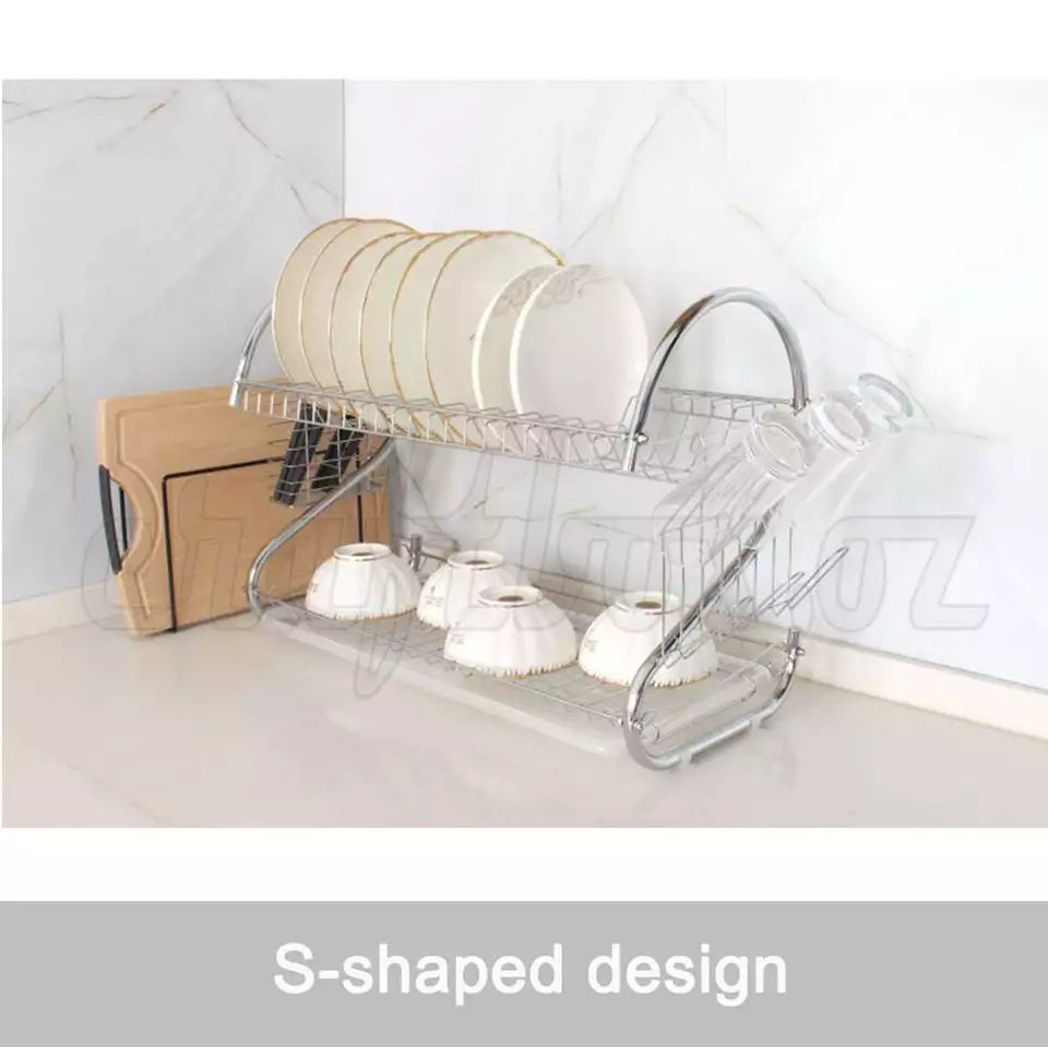 2Tier Multifunction Stainless Steel Dish Drying Rack