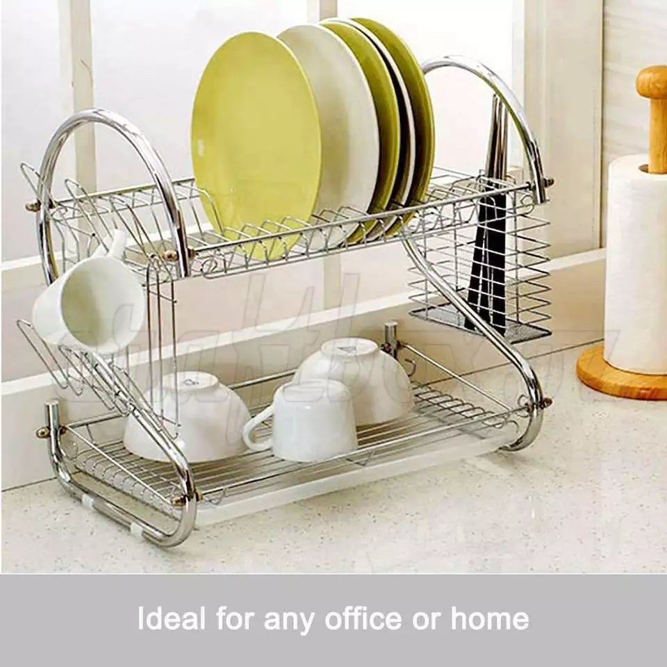 2Tier Multifunction Stainless Steel Dish Drying Rack