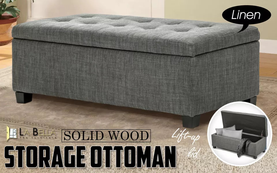 Dark Grey Storage Ottoman