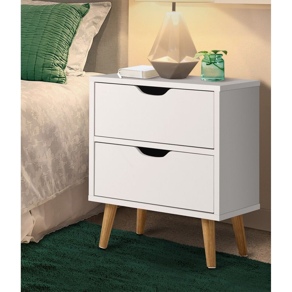 White 2 Drawers Side Table