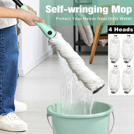 Hands-free twist mop with microfiber mop head