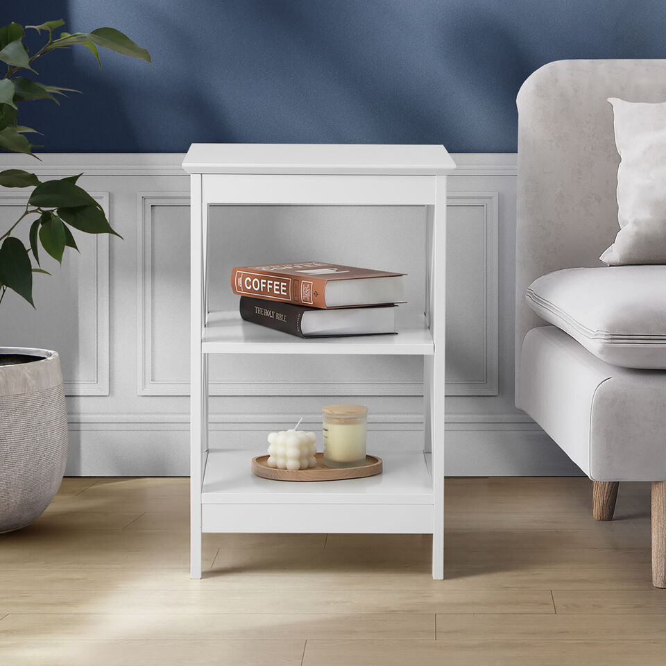 3 Tier White End Table