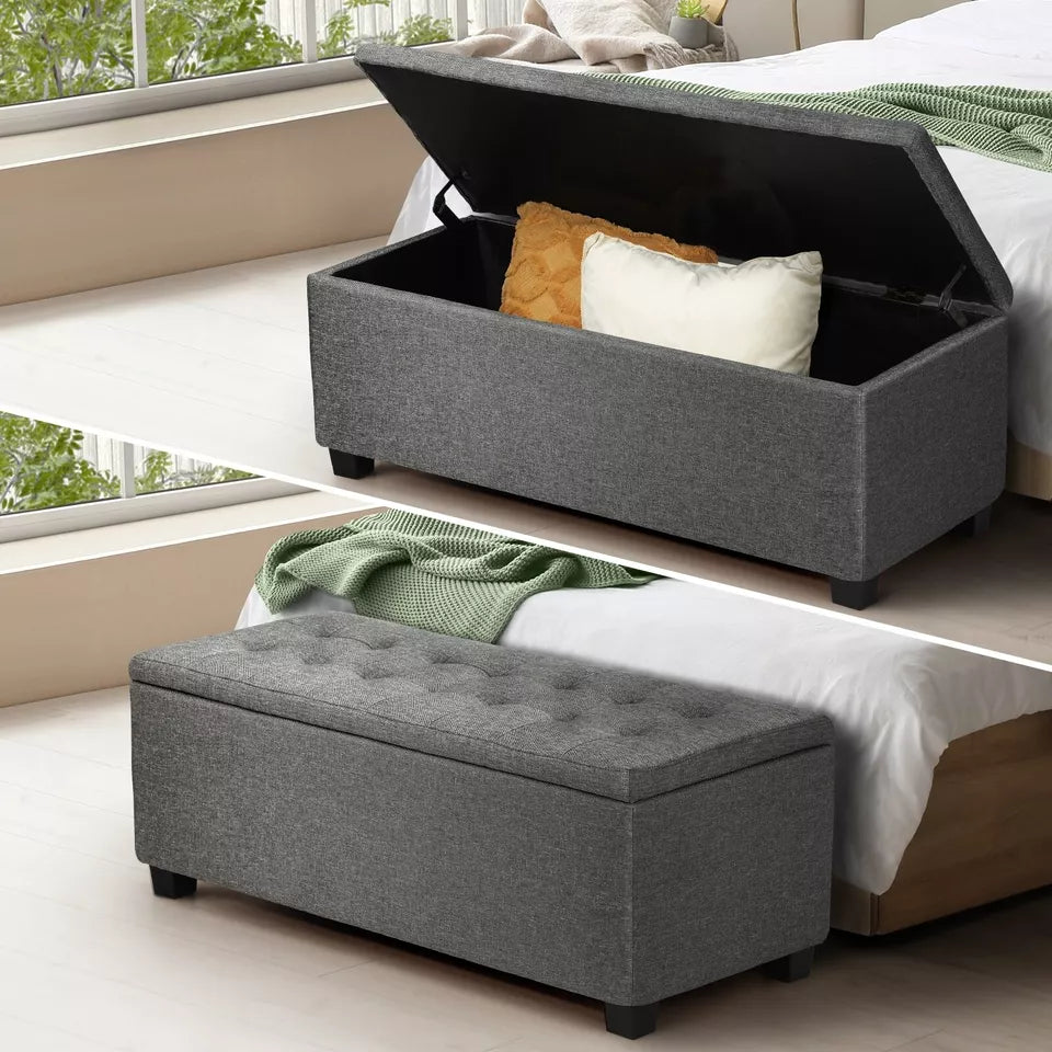 Grey Storage Ottoman